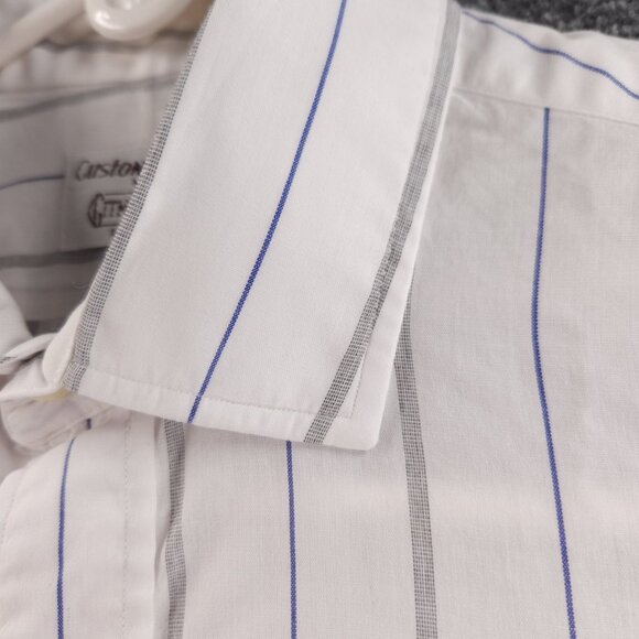 Gitman Bros Lightweight White Gray Blue Cotton Polyester Men 15.5 32 USA Striped - Picture 7 of 16